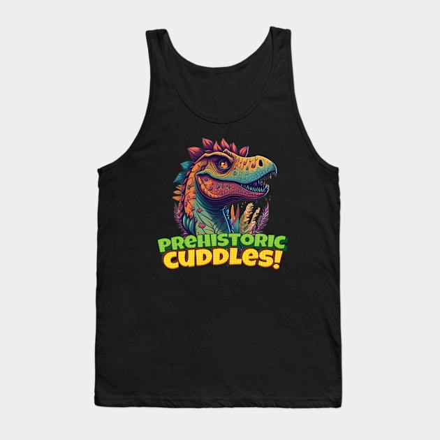 Prehistoric Cuddles cartoon art Tank Top by JMG Digital